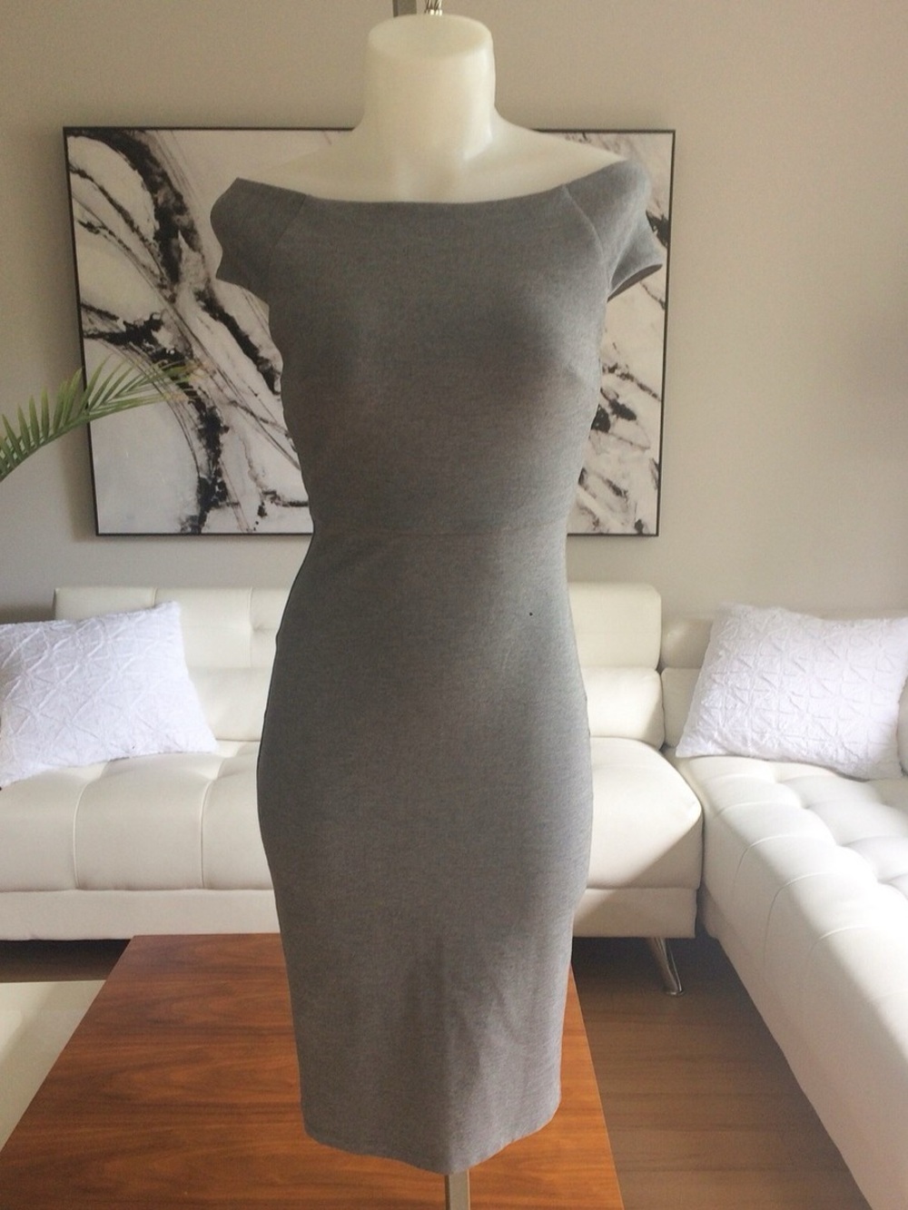 Talula Charcoal Gray Off the Shoulder Sheath Dress